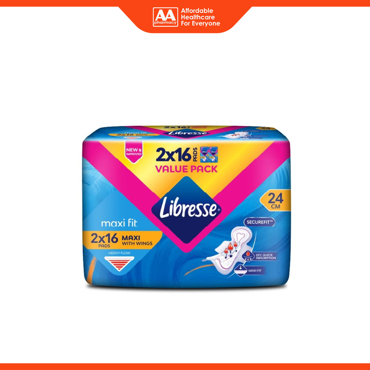 Libresse Pads - Maxi Fit, 24cm Wings (2 x 16's)