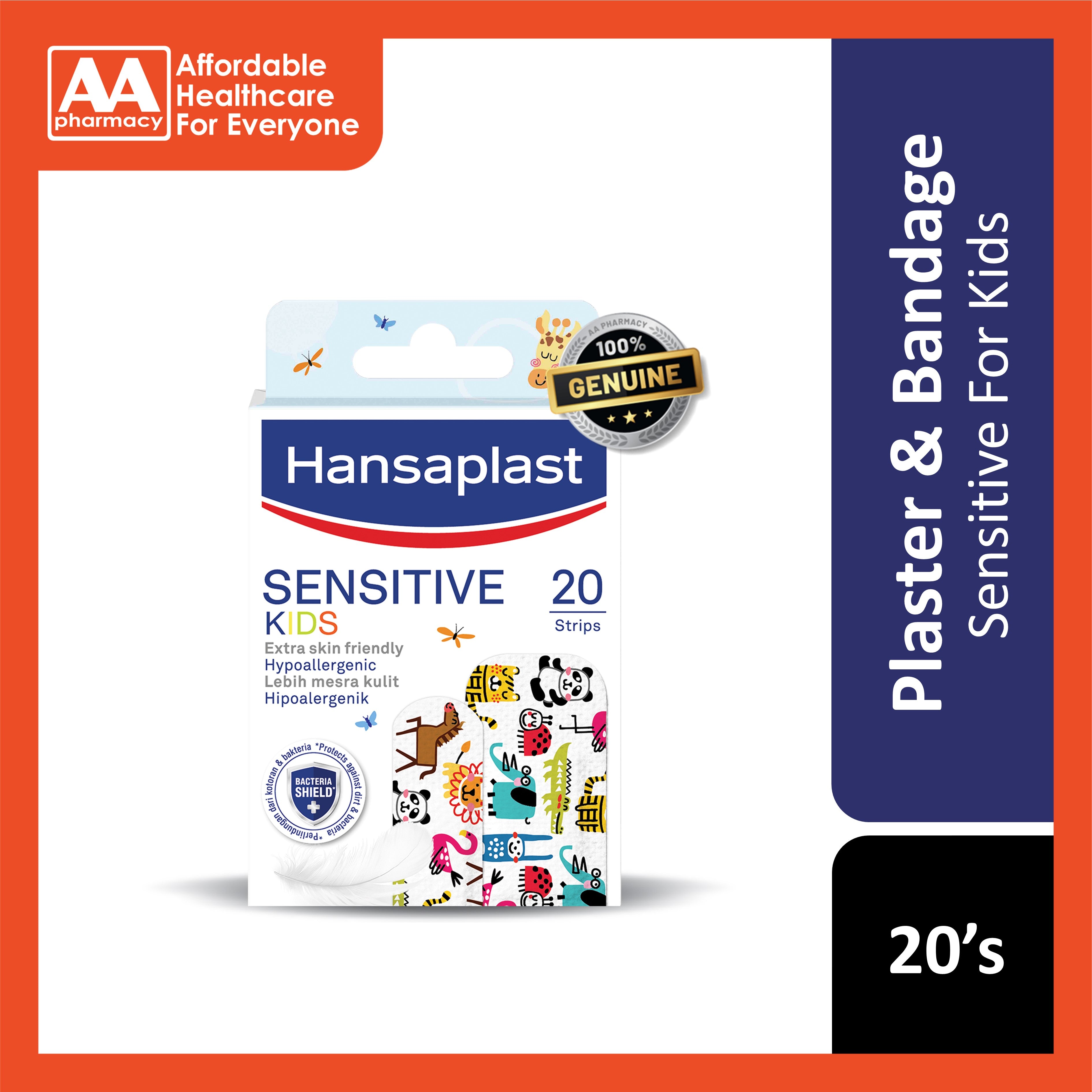 Hansaplast Sensitive For Kids Plaster 20's (Extra Skin Friendly)