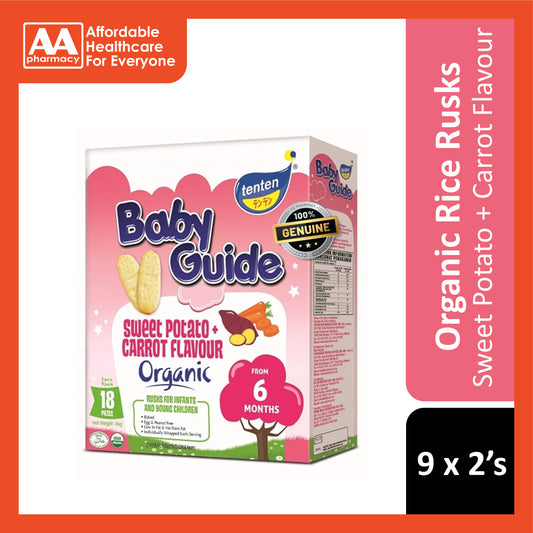 Tenten Baby Guide Organic Rice Rusks (Sweet Potato & Carrot) 36g 9x2's - For 6 Months+