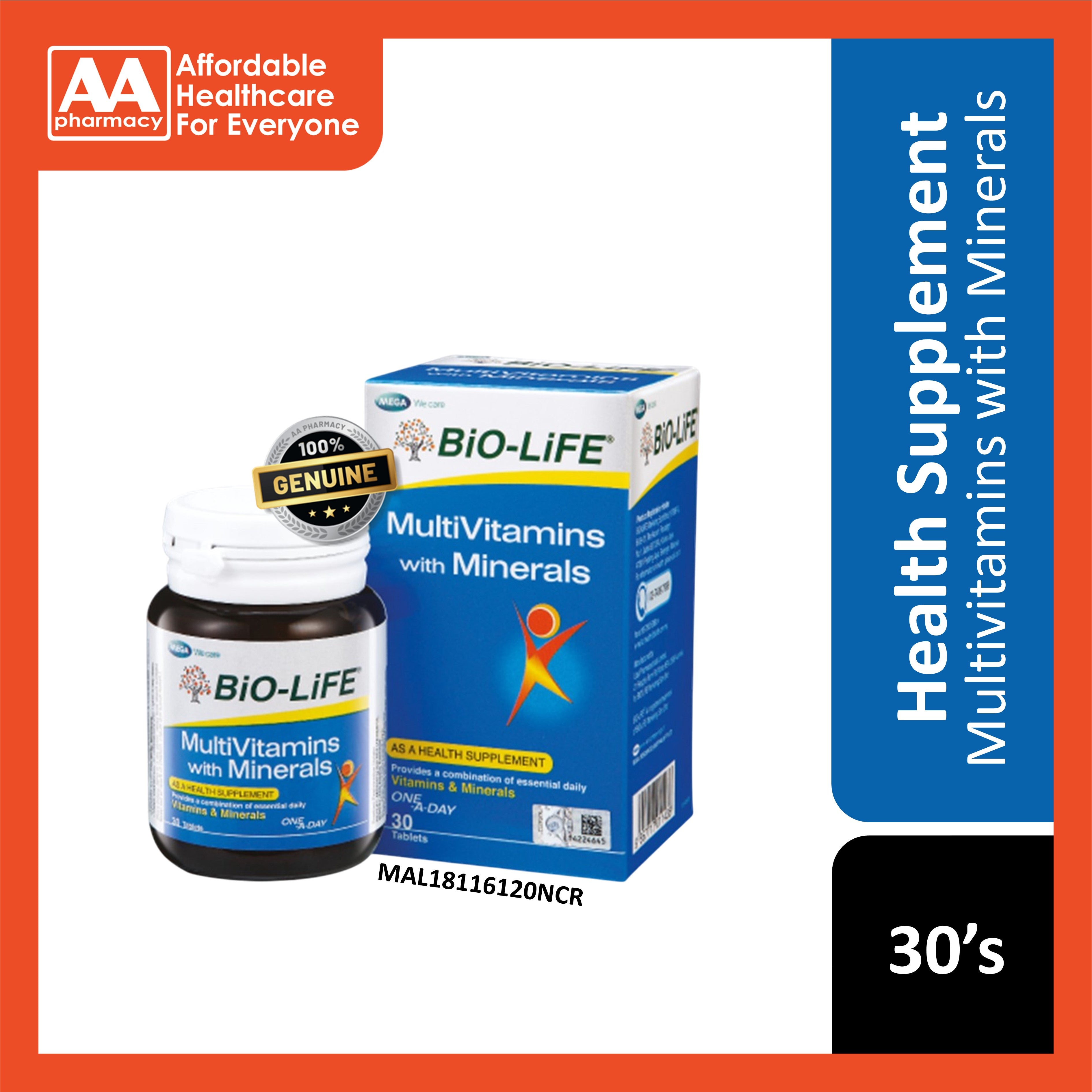 Biolife Nutrients Bio-Life Multivitamins With Minerals Tablet 30's – AA Pharmacy