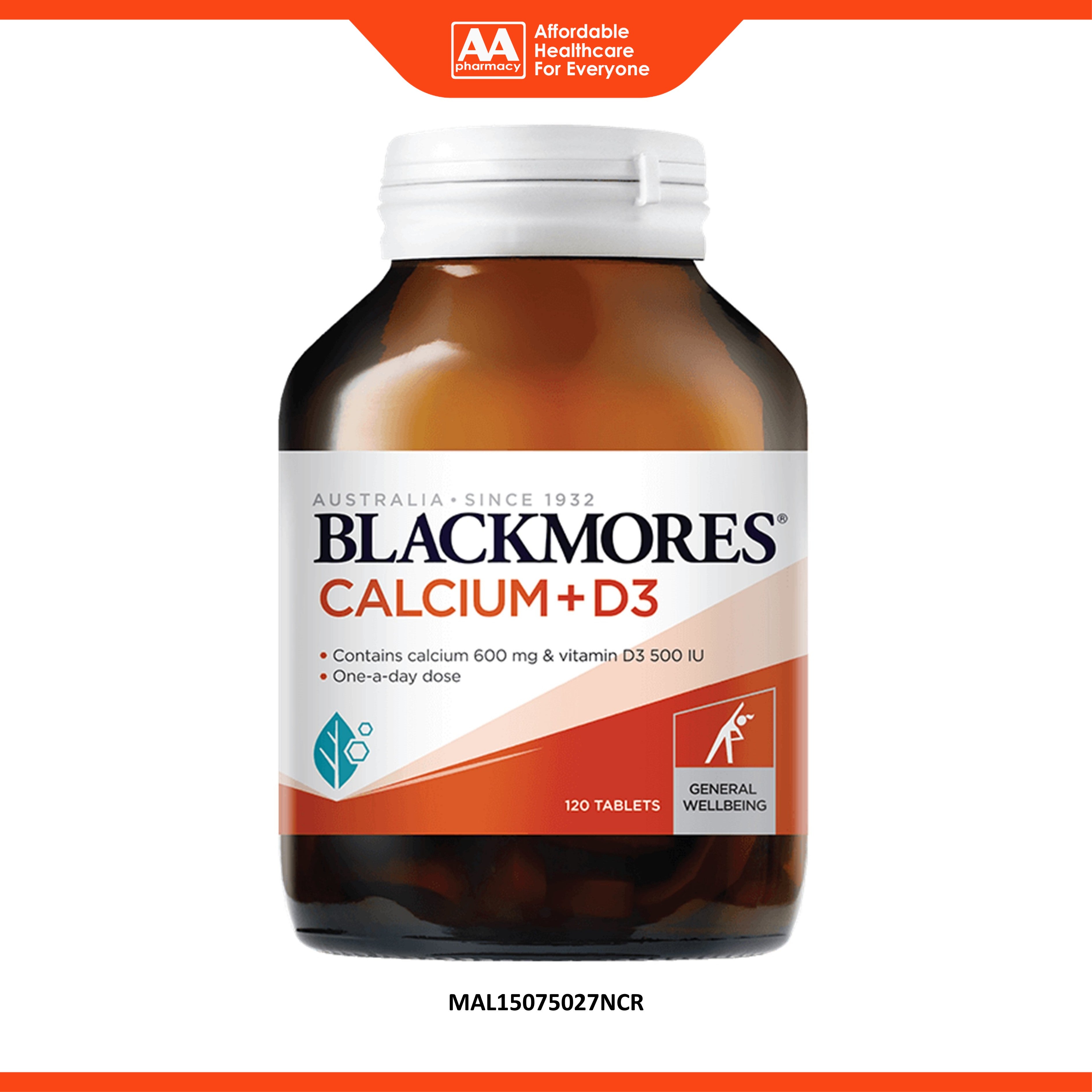 Blackmores Calcium 600mg + Vitamin D3 500 IU Tablet 120's