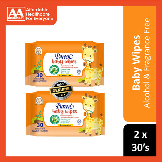 Pureen Baby Wipes (Fragrance-Free) 2x30's [Value Pack]