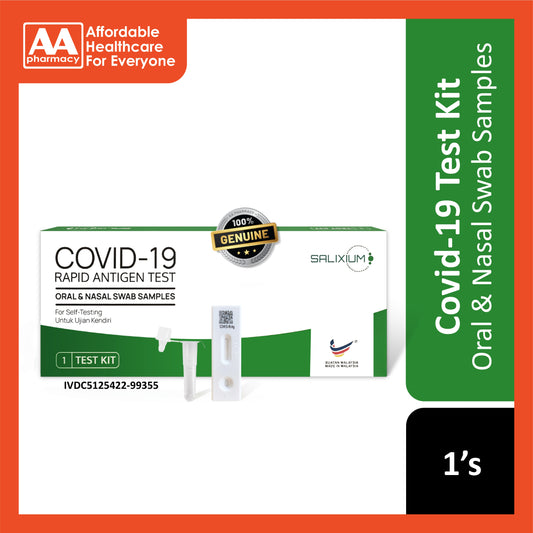 Salixium Covid-19 Rapid Antigen Test Kit for Self-Testing (Oral + Nasal Swab Samples) - MDA Approved
