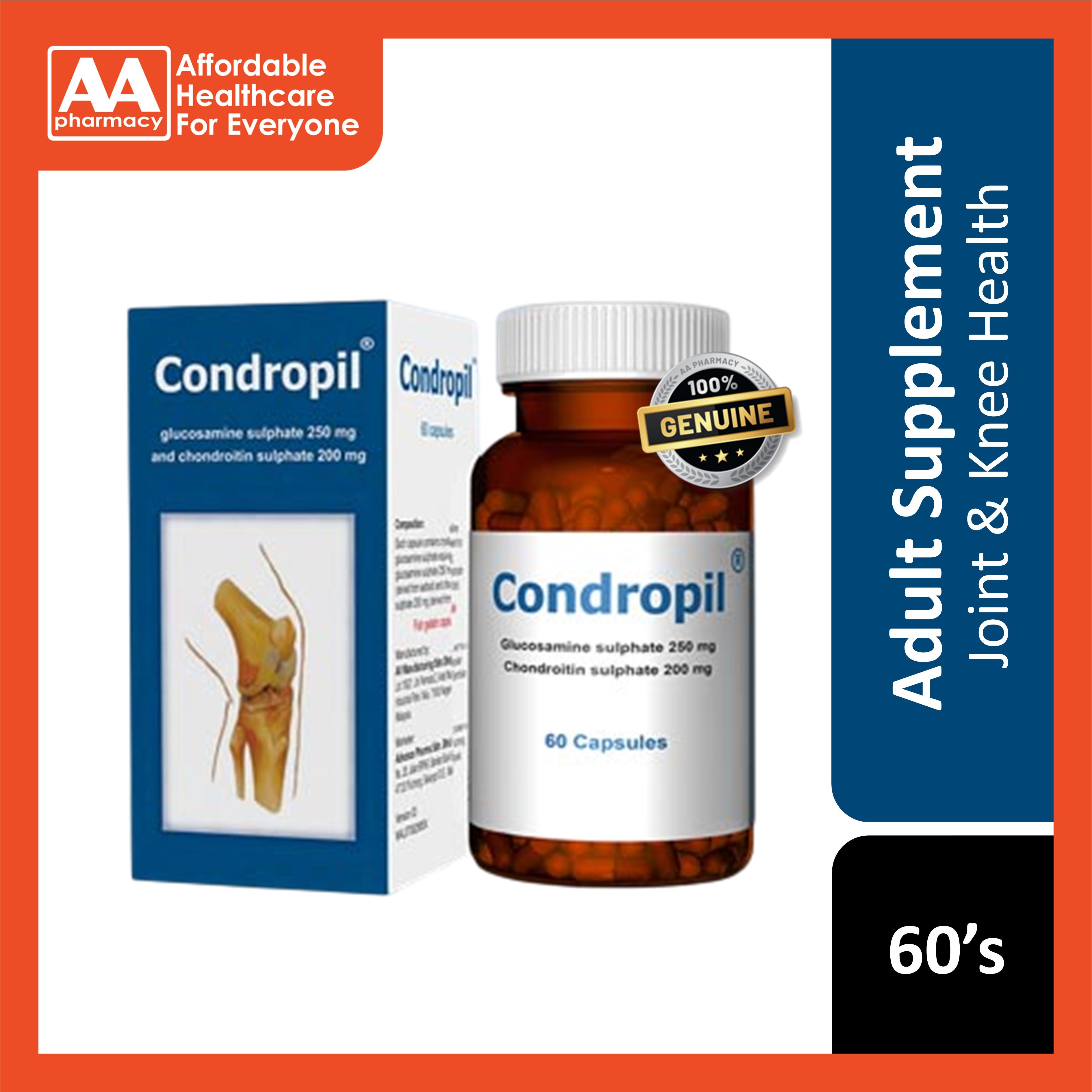 Condropil (Glucosamine 250mg + Chondroitin 200mg) Capsule 60's