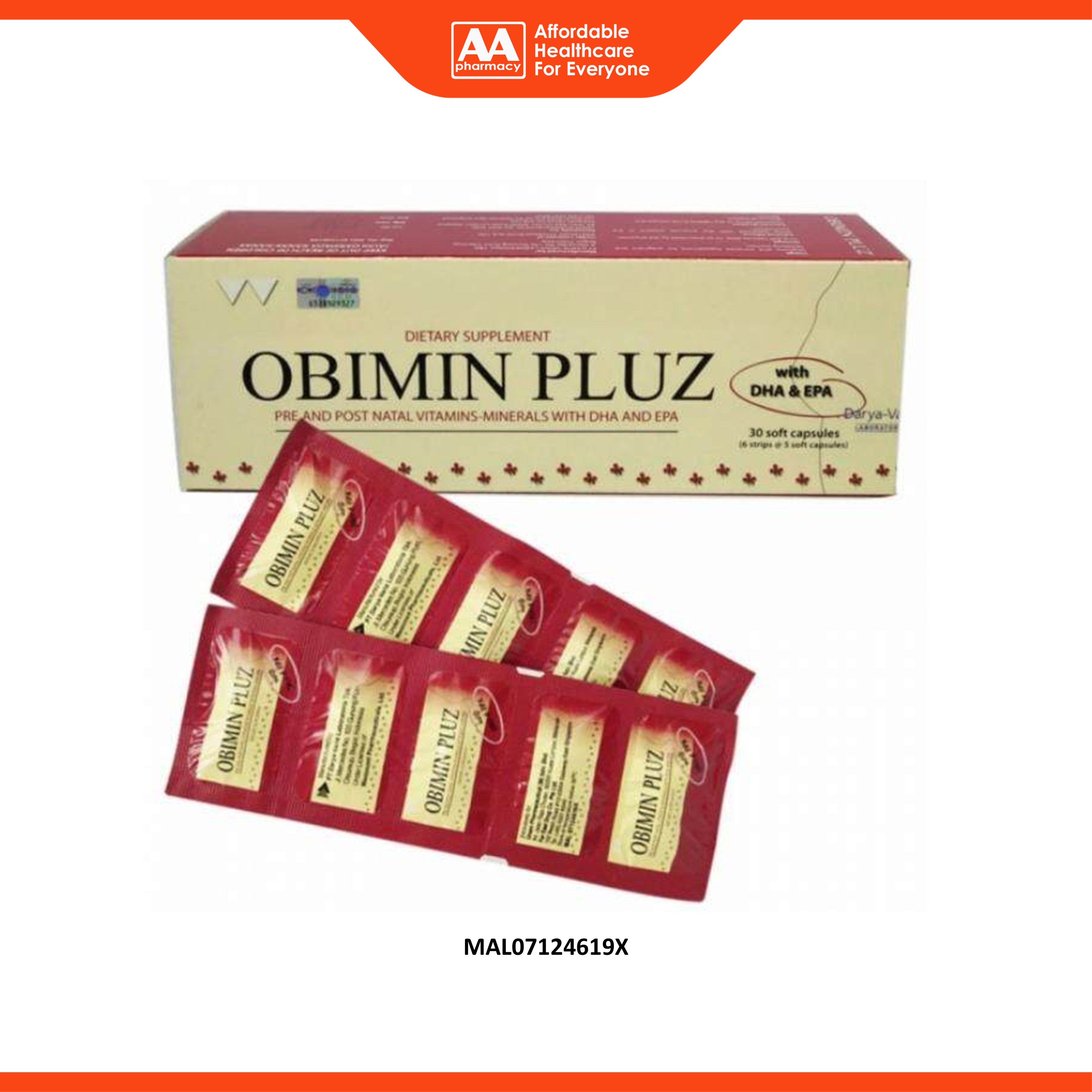 Obimin Pluz (Pre and Post Natal Vitamins and Minerals) Soft Capsules (6 x 5's)