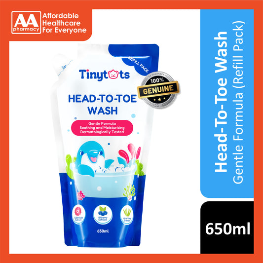 Tinytots Head-To-Toe Wash Refill Pack 650ml (With Calendula, Aloe Vera and Bilberry Extract)