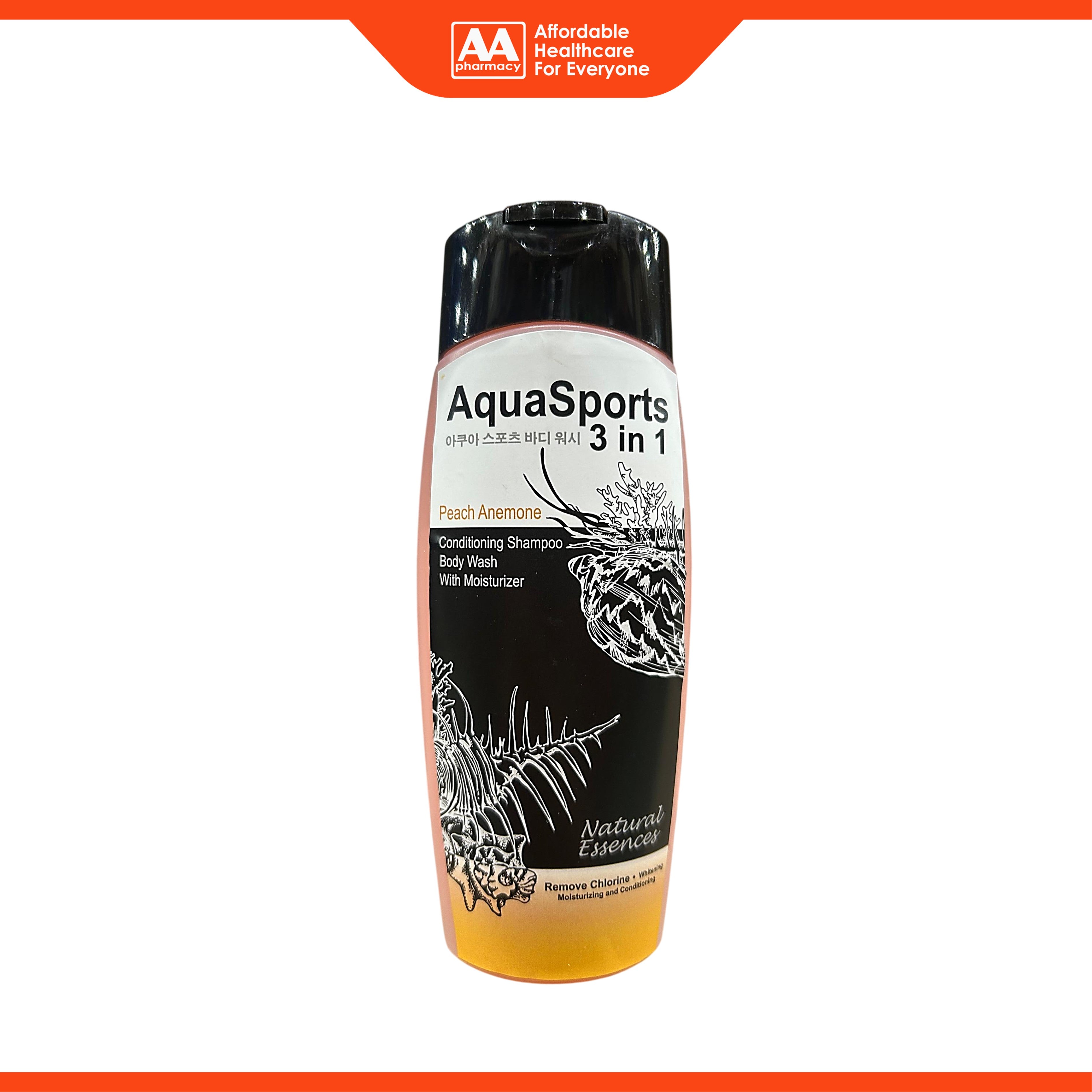 Aqua Sports 3 in 1 Anti-Chlorine Hair and Body Shampoo (Peach Anemone) 220mL