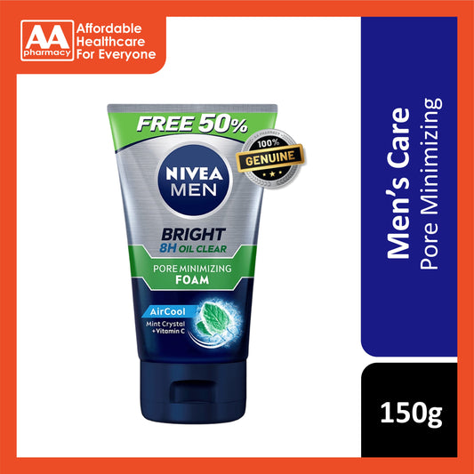 Nivea Men Bright 8H Oil Clear Pore Minimizing Cleansing Foam 150g