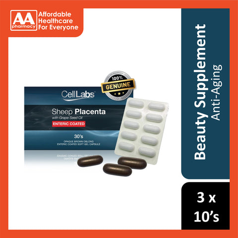 [CLEARANCE] [EXP 08/04/2025] CellLabs Sheep Placenta with Grape Seed Oil Enteric Coated Softgel Capsule 3x10's