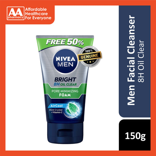 Nivea Men Bright 8H Oil Clear Pore Minimizing Cleansing Foam - AirCool 150g