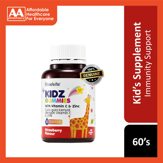 PrimeVite Kidz Gummies With Vitamin C and Zinc 60's (Strawberry Flavour)