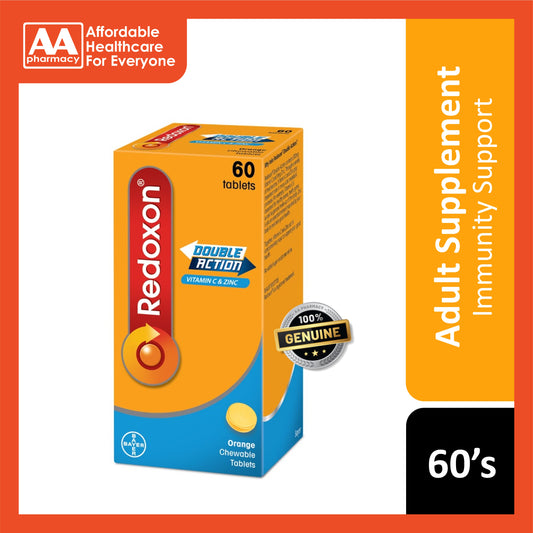 Redoxon Double Action (Vitamin C and Zinc) Chewable Tablet 60's (Orange Flavour)