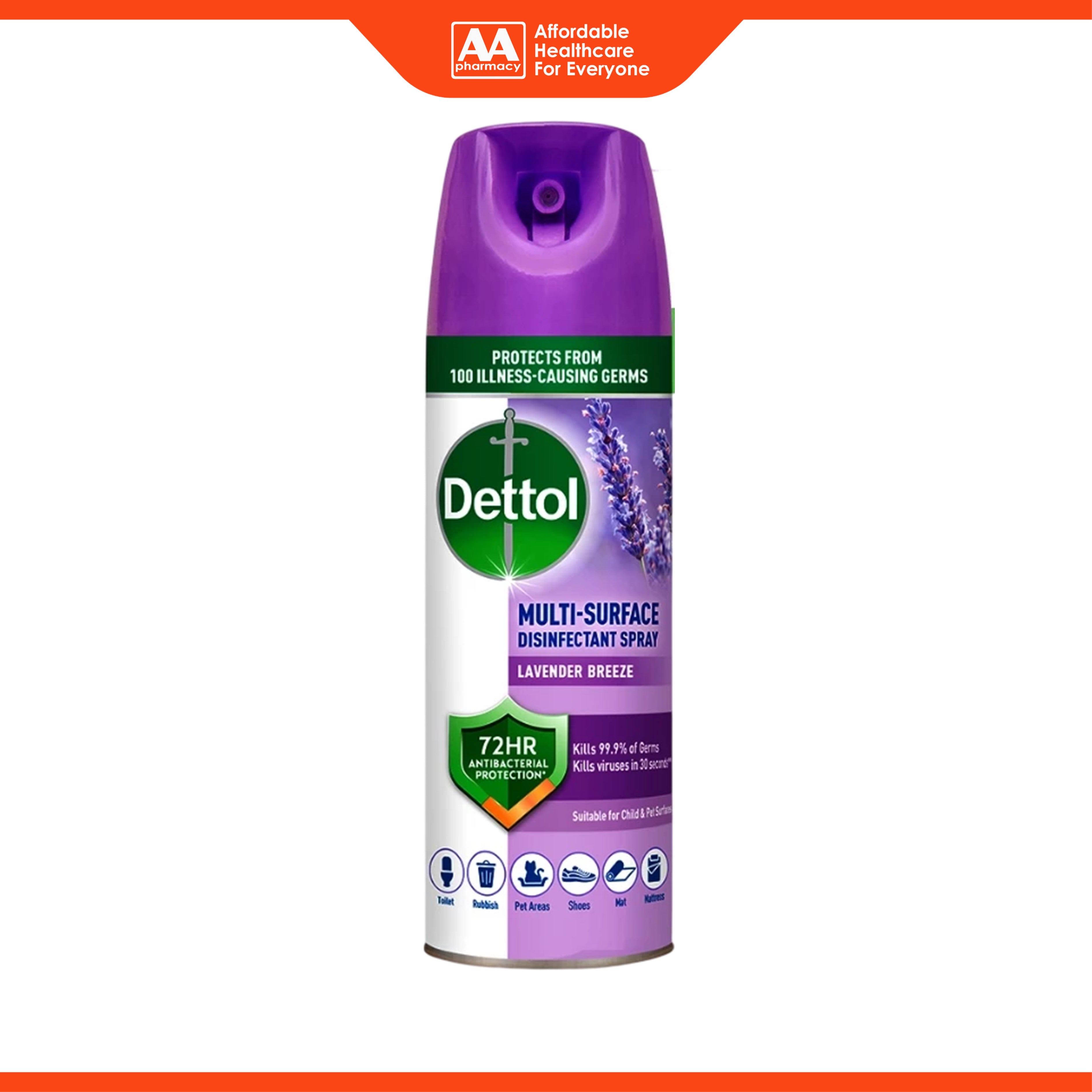 Dettol Multi-Surface Disinfectant Spray (Lavender Breeze) 450mL