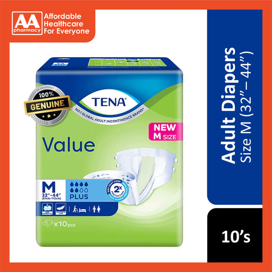 Tena Value Adult Diapers Size M 10's (32"-44")