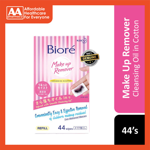 Biore Cleansing Oil-In-Cotton Makeup Remover Wipes Refill 44's