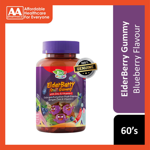 BioPlus Junior Elderberry Fruit Gummy with Zinc & Vitamin C 60's (Blueberry Flavour)