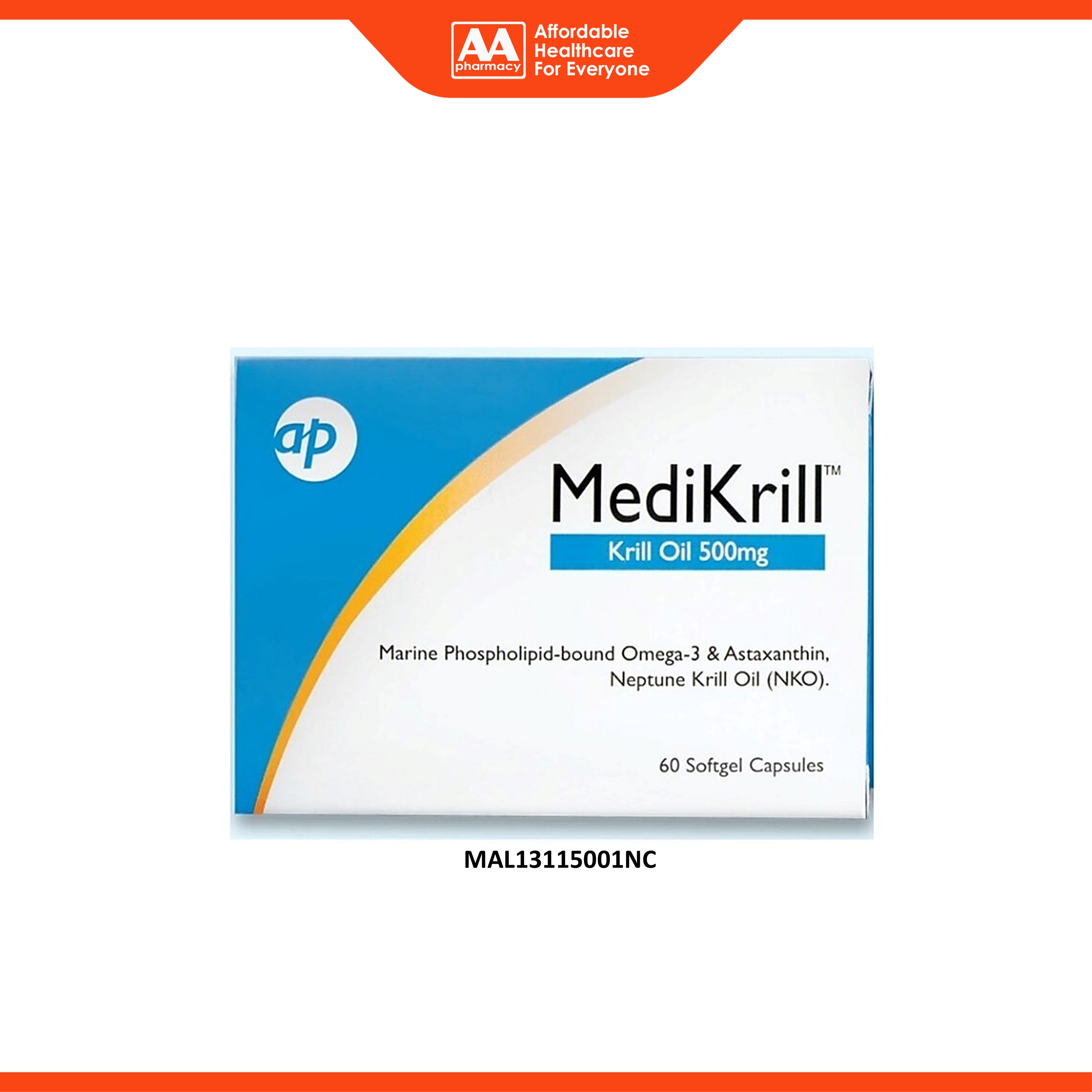 MediKrill Krill Oil 500mg Softgel Capsule 60's