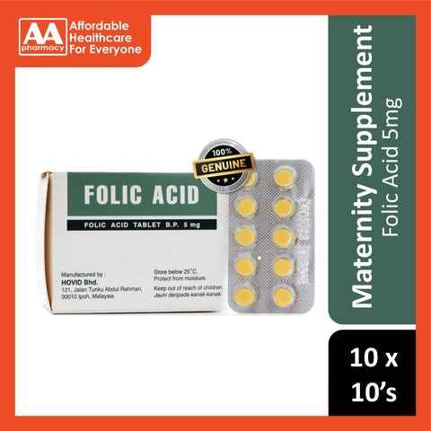 Hovid Folic Acid 5mg Tablet 10x10's