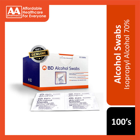 BD Alcohol (Isopropyl Alcohol 70%) Swabs 100's