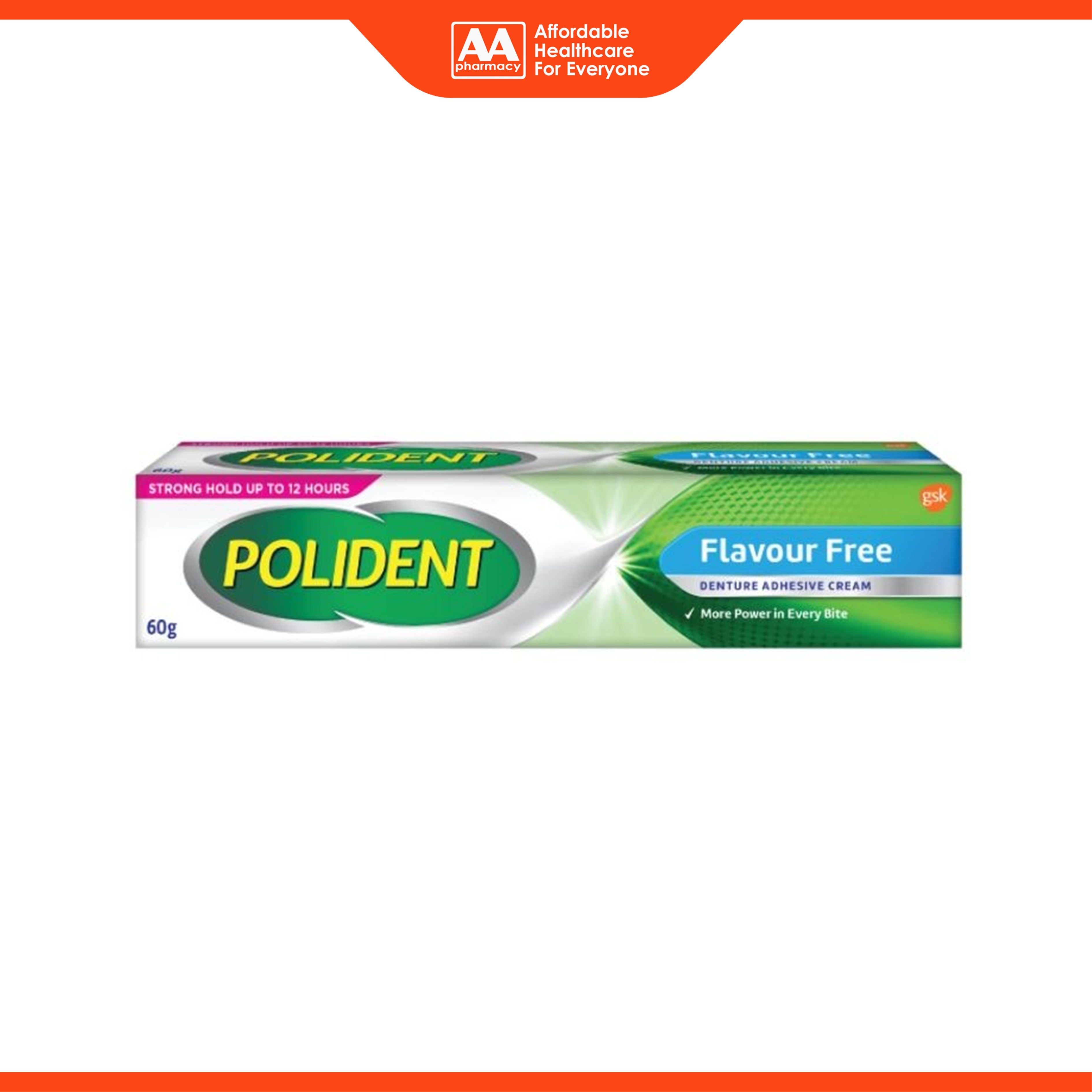 Polident Denture Adhesive Cream - Flavour Free (60g)