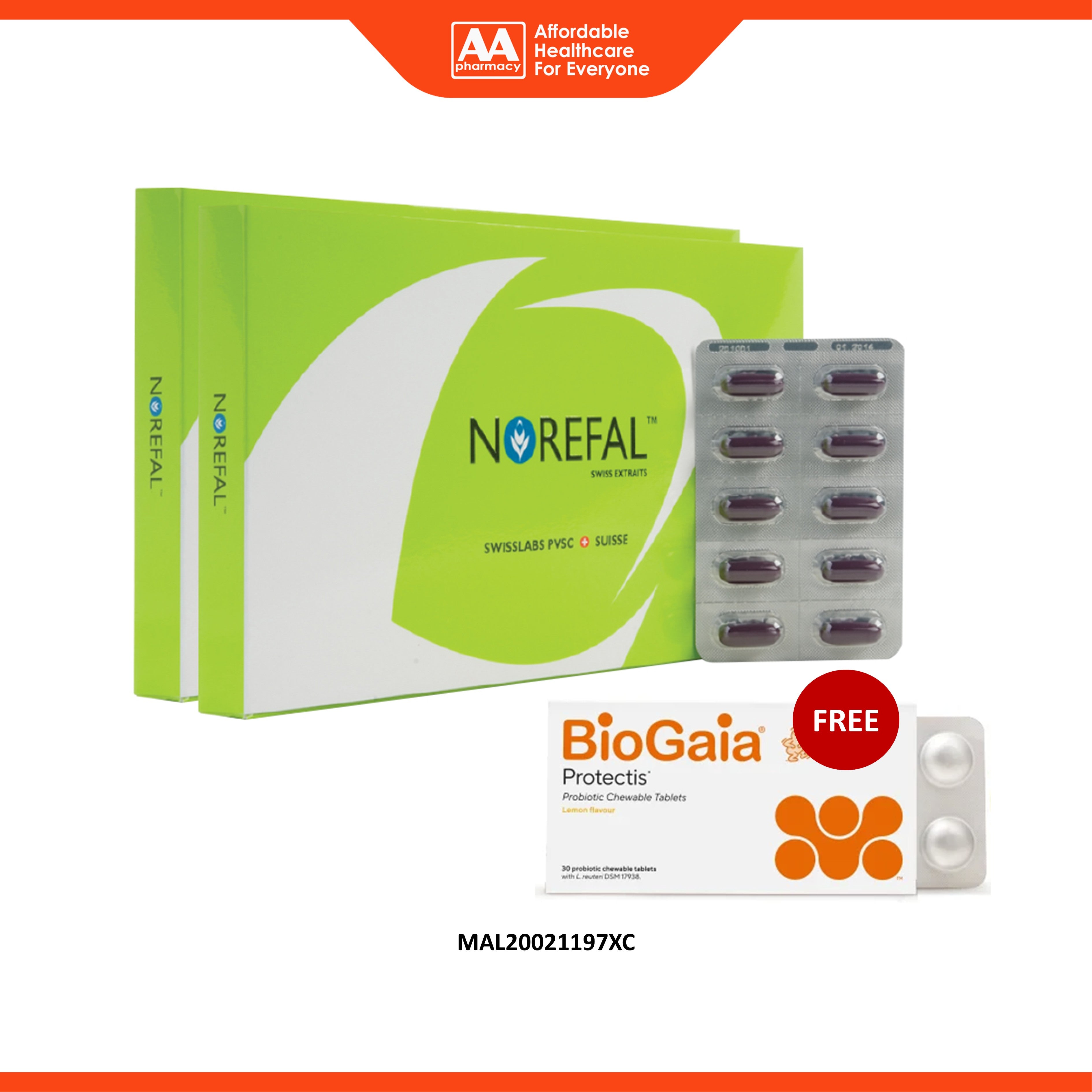 Norefal Swiss Extraits Sheep Placenta Extracts Softgel Capsule 2x30's [Twinpack]