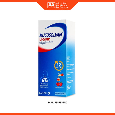 Mucosolvan Liquid (Ambroxol Hydrochloride) 30mg/5mL Liquid 100mL (Strawberry Flavour)