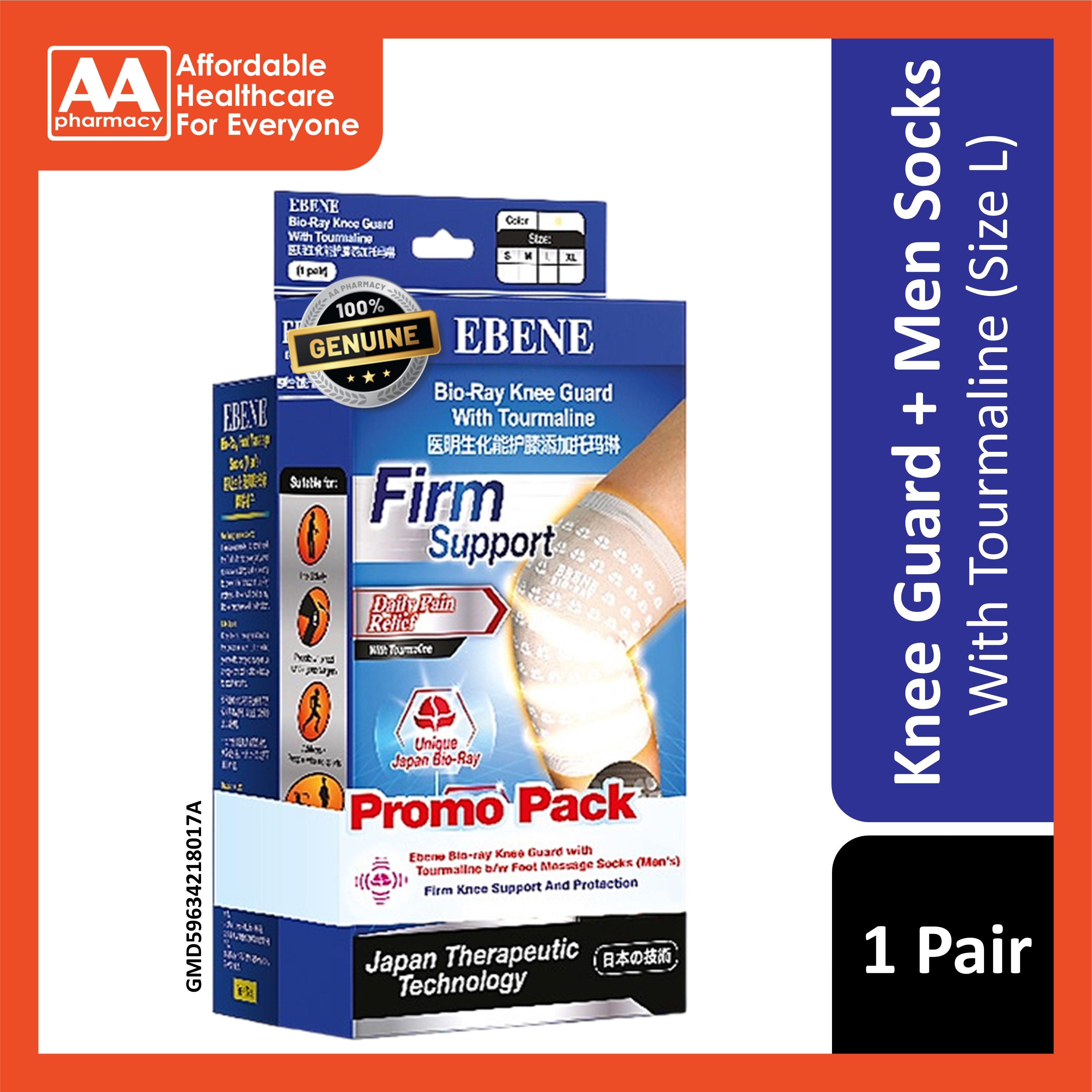 [Promo Pack] Ebene Bio-Ray Knee Guard with Tourmaline (L) + Men's Massage Socks