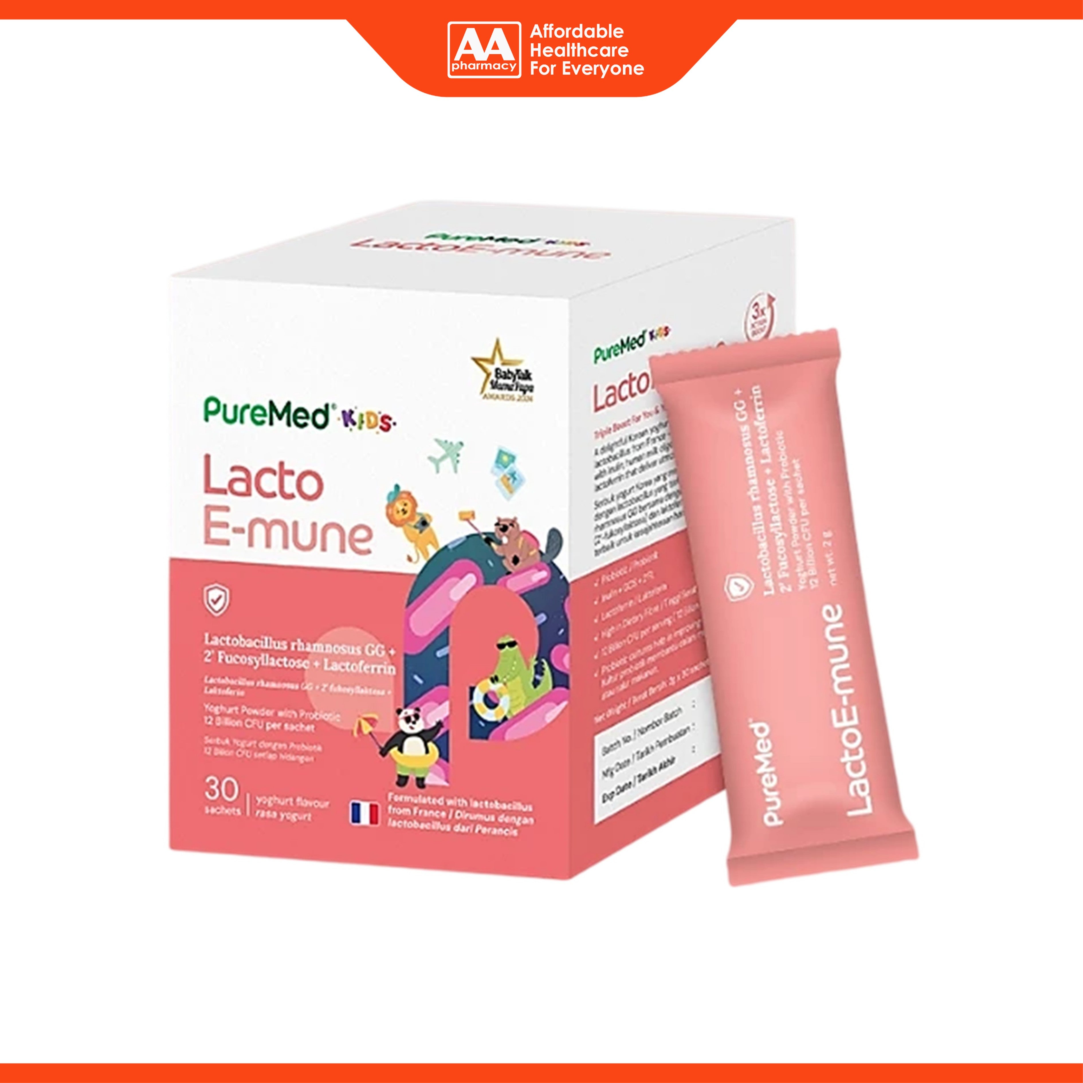 PureMed Lacto E-Mune (Yoghurt Powder with Probiotic 12 Billion CFU) Sachet 30's