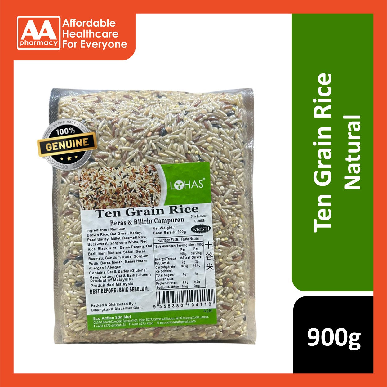 Lohas Natural Ten Grain Rice 900g – AA Pharmacy