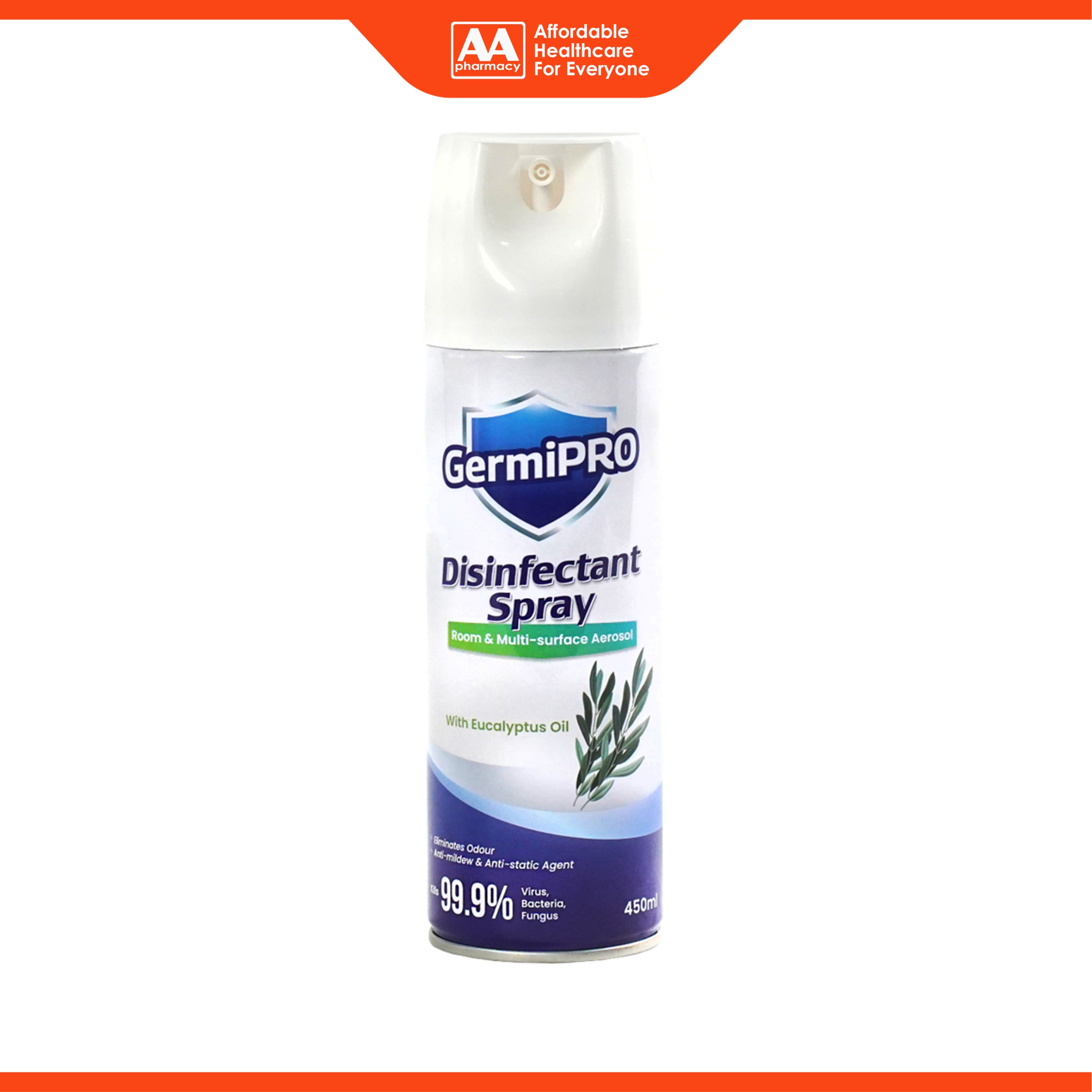 GermiPRO Disinfectant Spray - Room and Multi-Surface Aerosol (450ml) - With Eucalyptus Oil