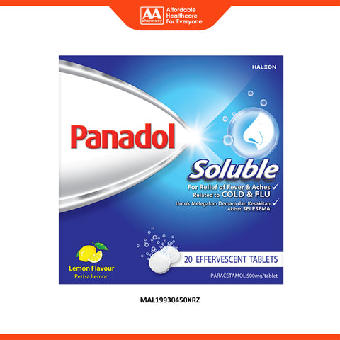 Panadol Soluble 500mg Effervescent Tablet 5x4's (Lemon Flavour)