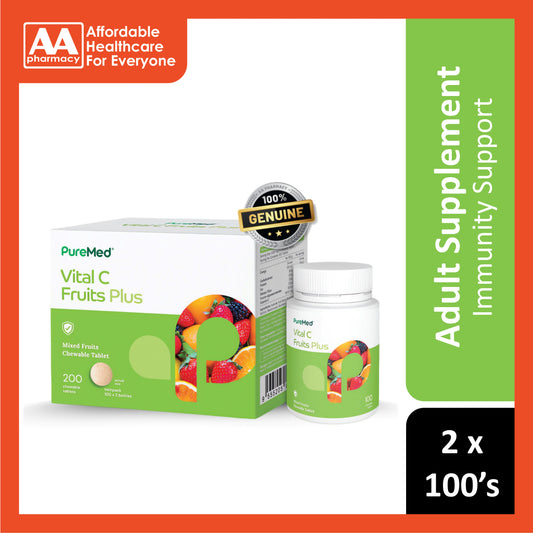 PureMed Vital C Fruits Plus Chewable Tablet 2x100's