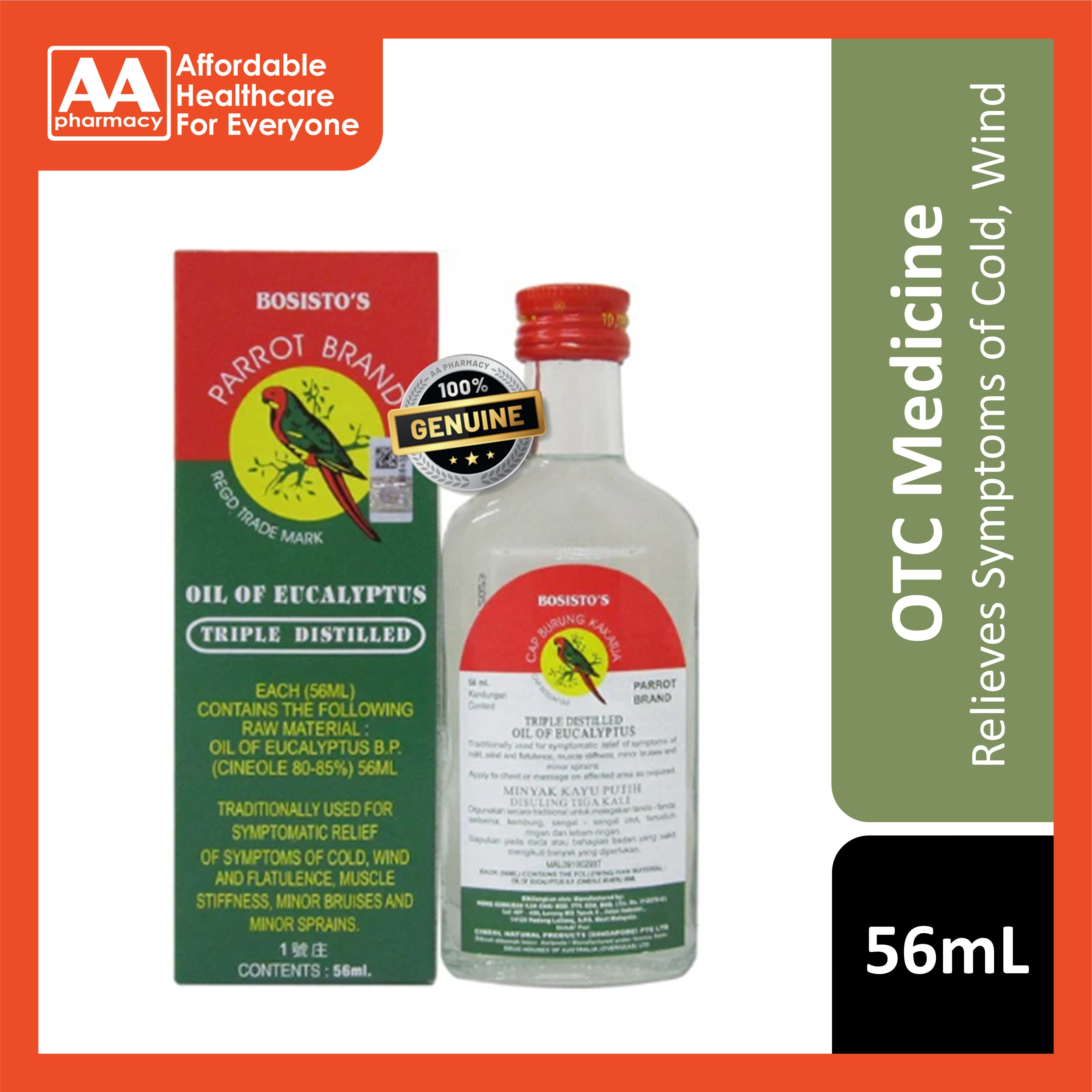 Bosisto's Parrot Brand Oil of Eucalyptus 56mL
