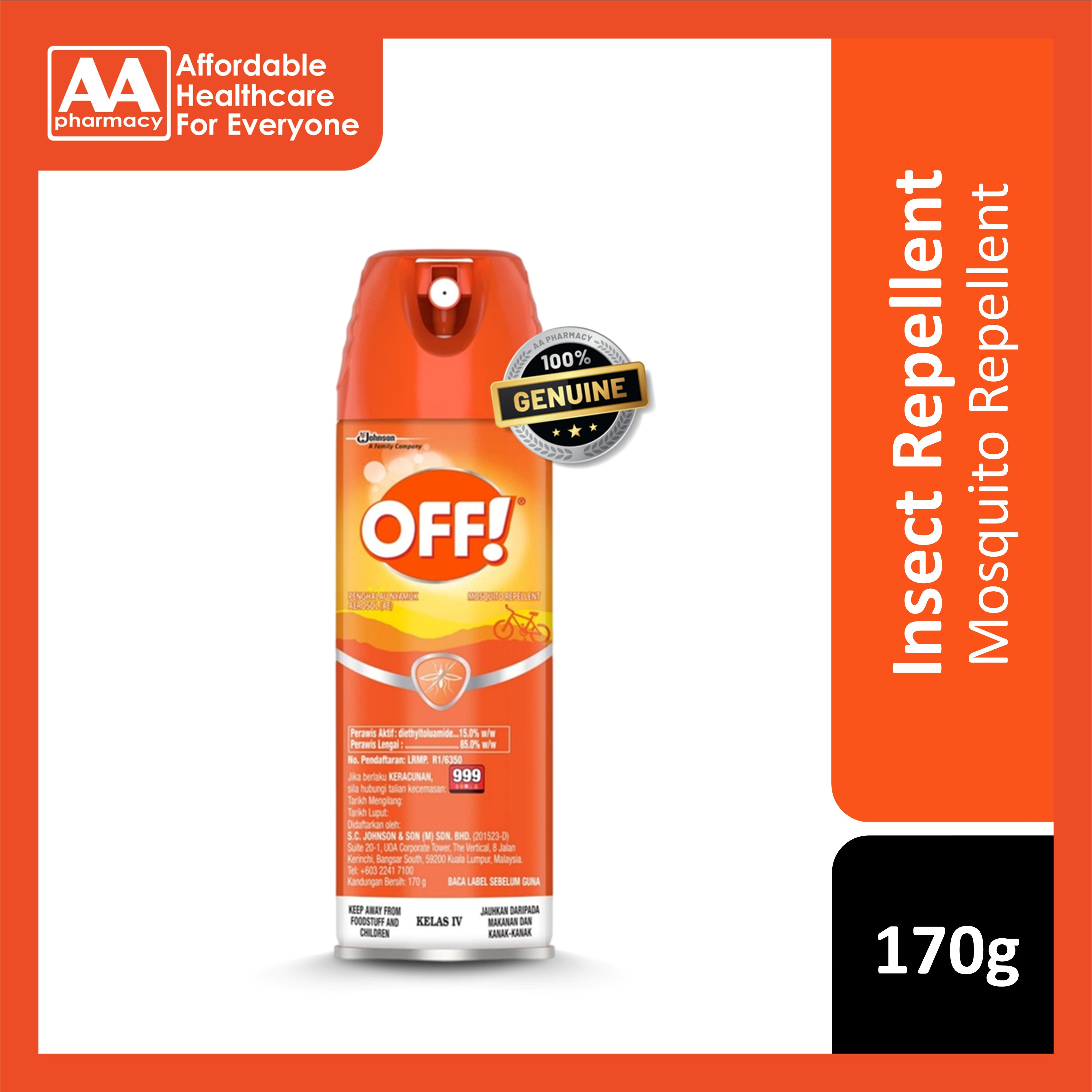 Off.com OFF! Insect Repellent Aerosol Spray 170g – AA Pharmacy
