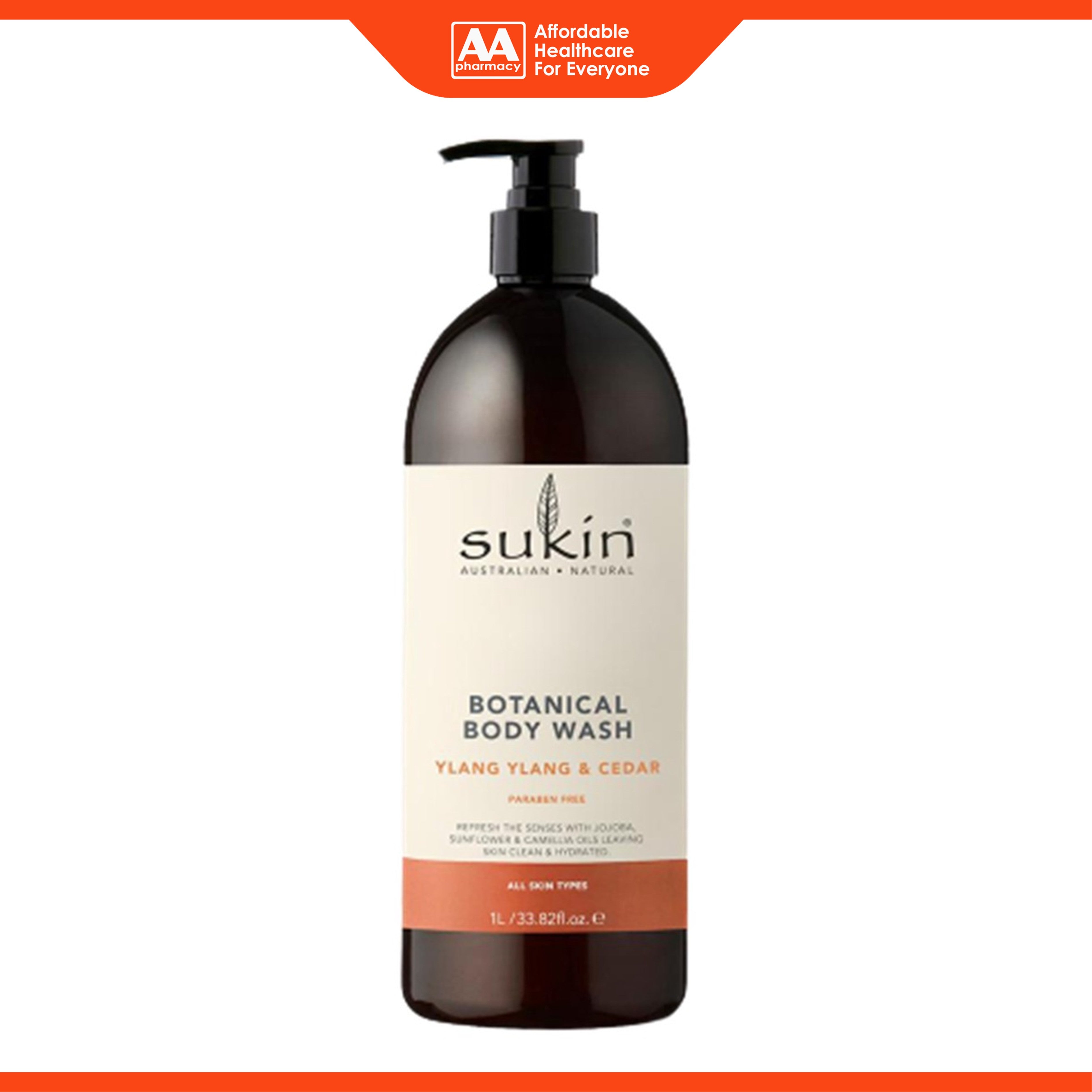 Sukin Botanical Body Wash (Ylang Ylang and Cedar) 1L