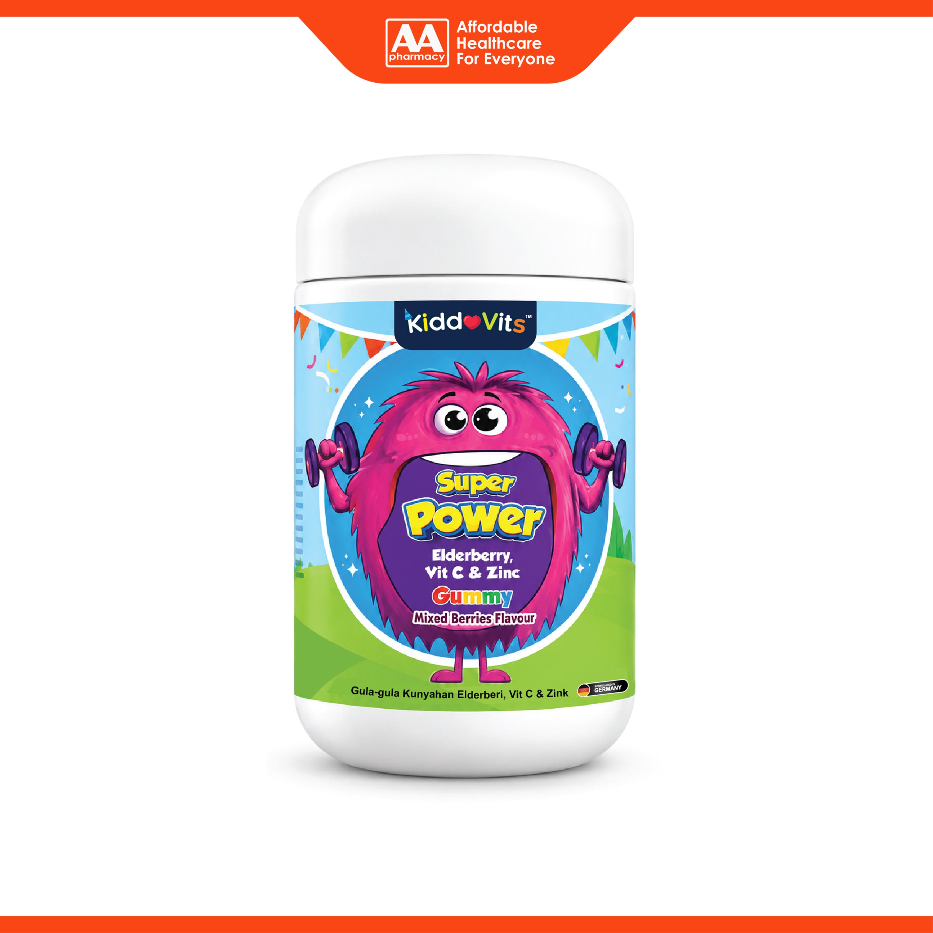 KiddoVits Super Power (Elderberry, Vitamin C and Zinc) Gummy 60's (Mixed Berries Flavour)