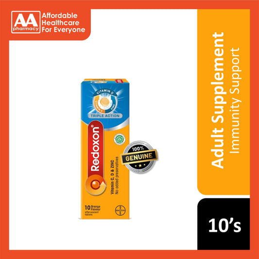 Redoxon Triple Action (Vitamins C, D and Zinc) Effervescent Tablet 10’s (Orange Flavour)