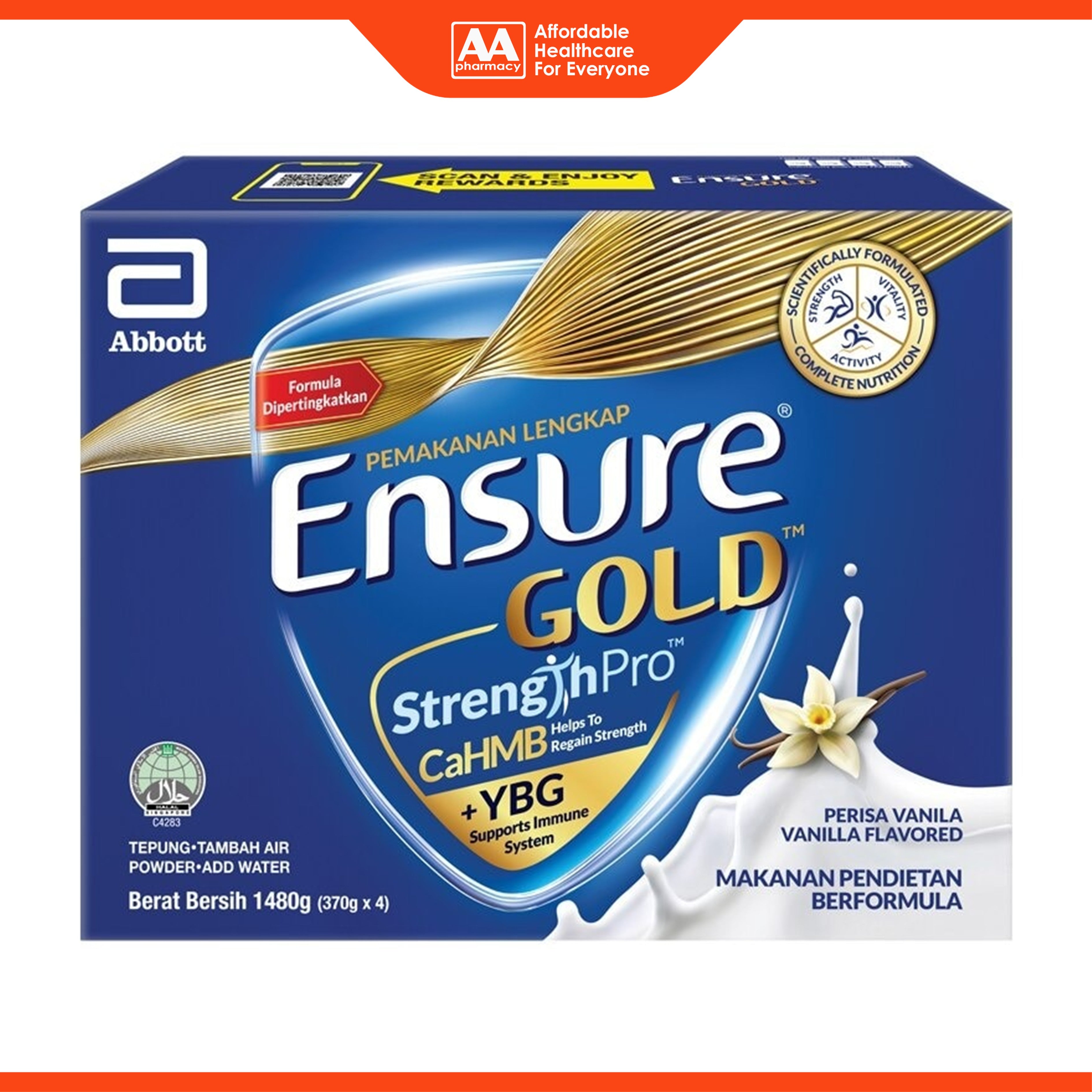 Abbott Ensure Gold StrengthPro Complete Nutrition Drink 4x370g (Vanilla Flavour)
