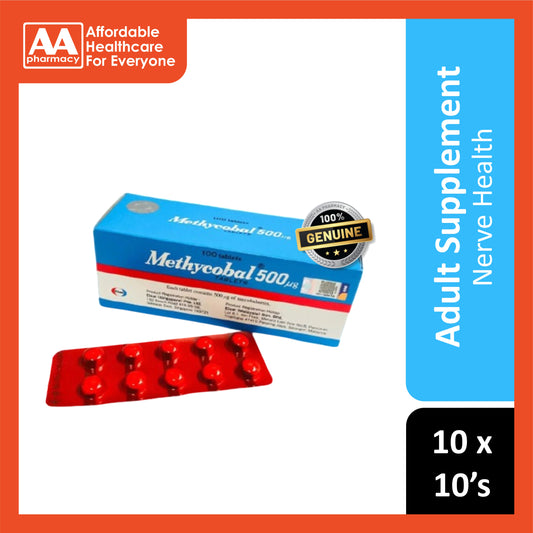 Methycobal (Mecobalamin 0.5mg) Tablet 10x10's (Red Strips)
