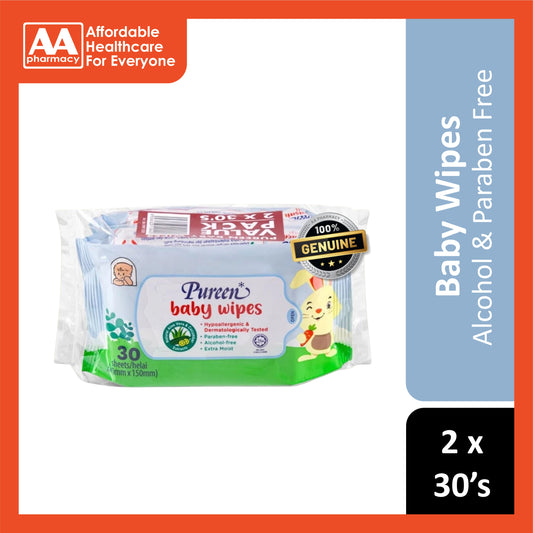 Pureen Baby Wipes (Blue) 2x30's [Value Pack]