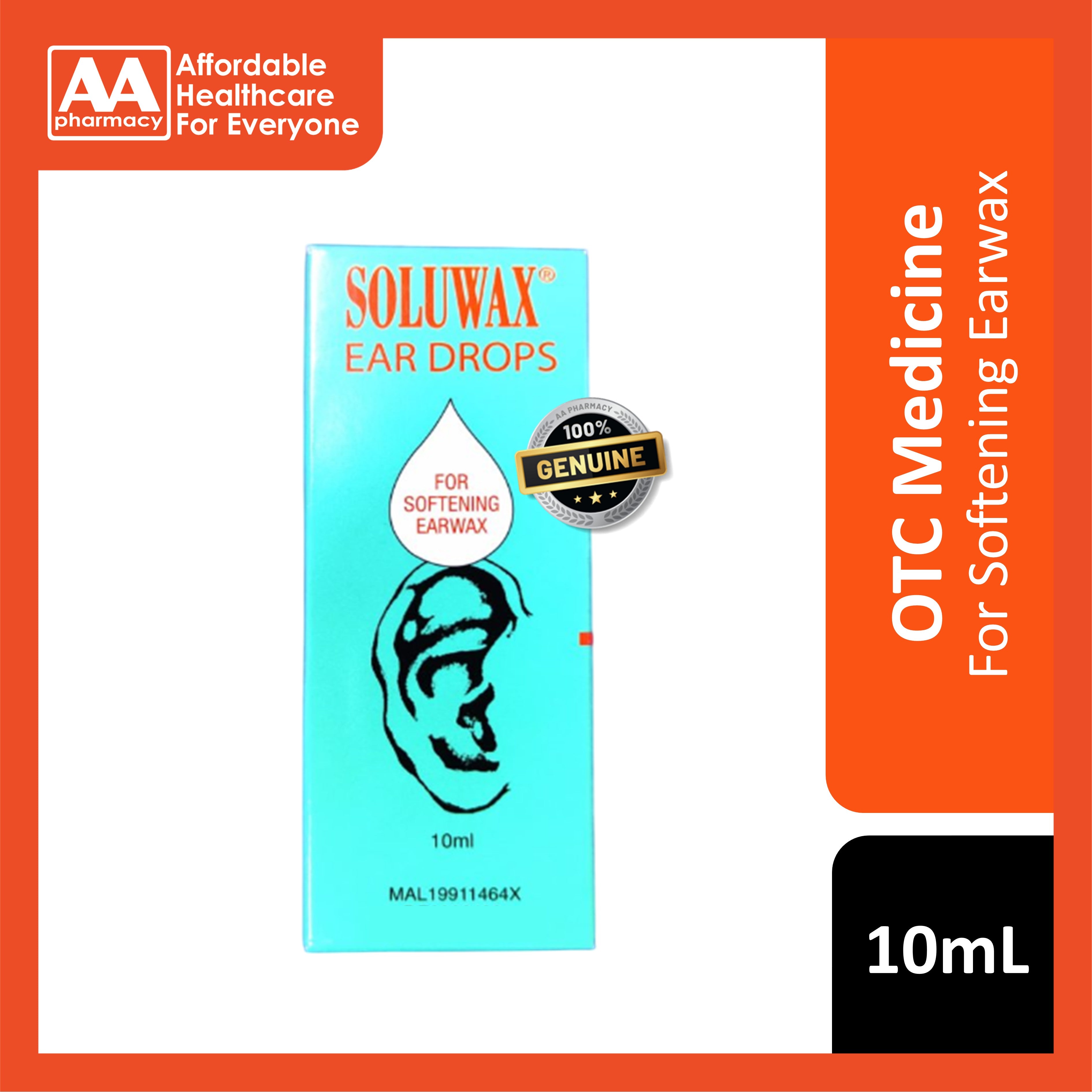 Soluwax Ear Drops (Dropper Bottle) - Softening Earwax 10mL