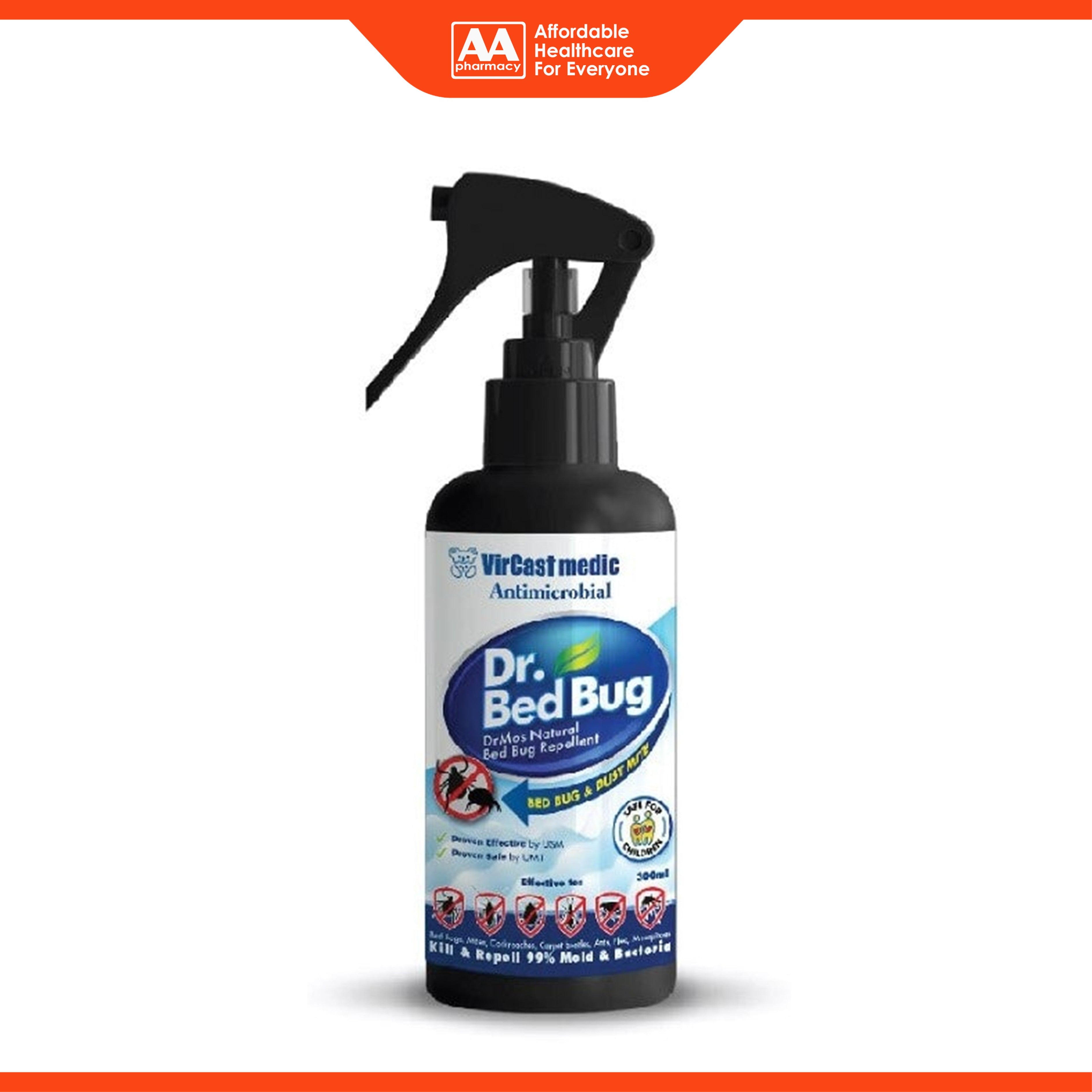 VirCast Medic Antimicrobial Dr. Bed Bug Natural Bed Bug and Dust Mite Repellent Spray 300mL