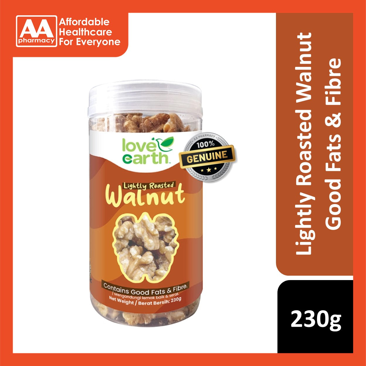 Love Earth Lightly Roasted Natural Walnut 230g