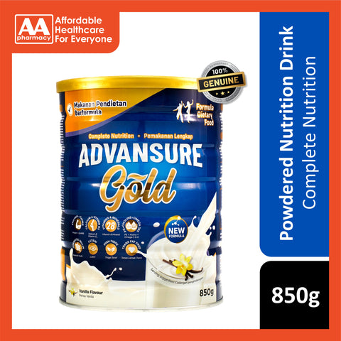 Advansure Gold Complete Nutrition Formula Dietary Food 850g (Vanilla Flavour)