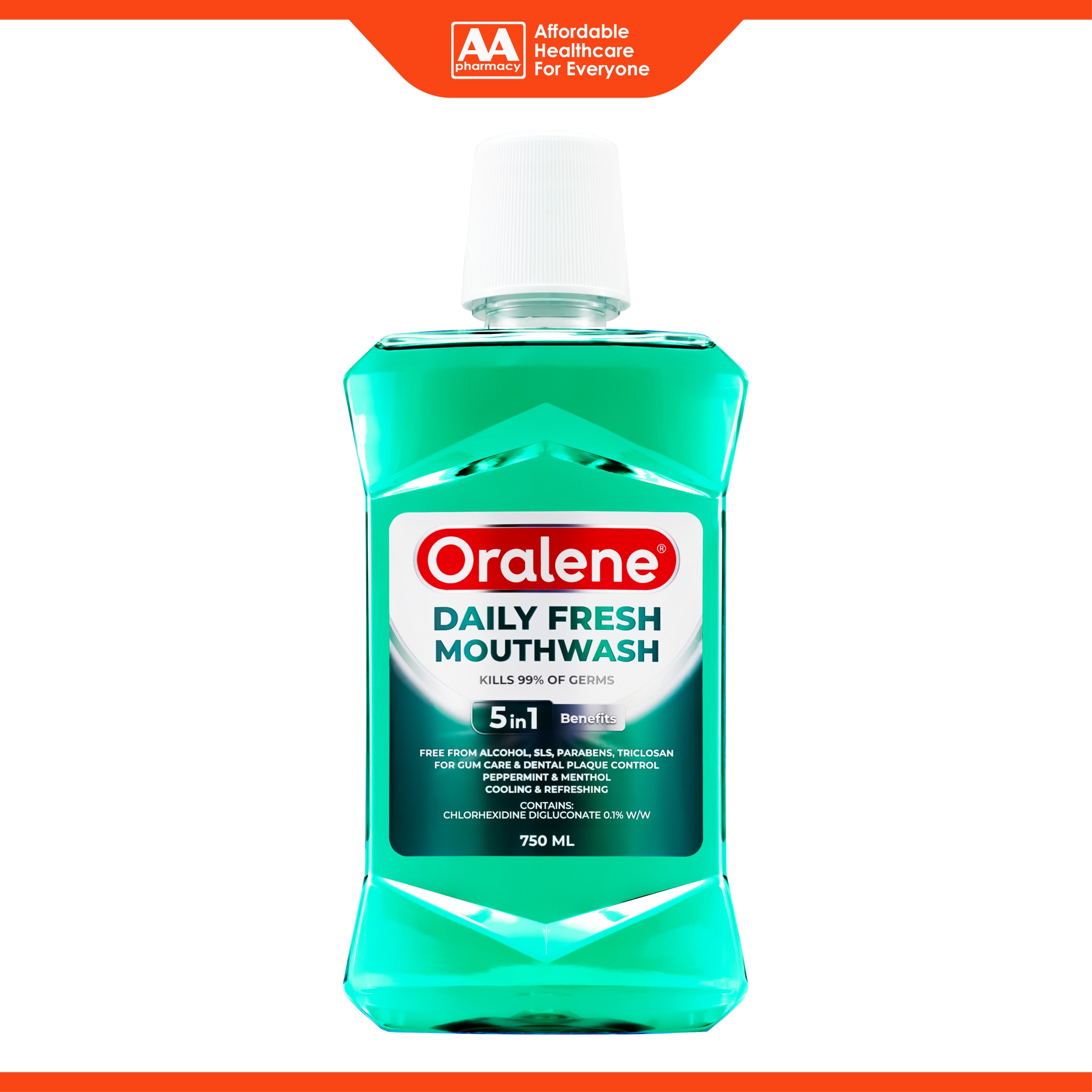 Oralene Daily Fresh Mouthwash 750mL - Chlorhexidine Digluconate 0.1%