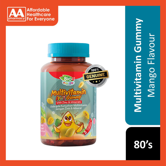 BioPlus Junior Multivitamin Fruit Gummy with Zinc & Minerals 80's (Mango Flavour)