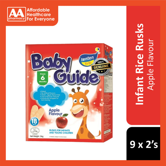 Tenten Baby Guide Rice Rusks (Apple) 36g 9x2's - For 6 Months+