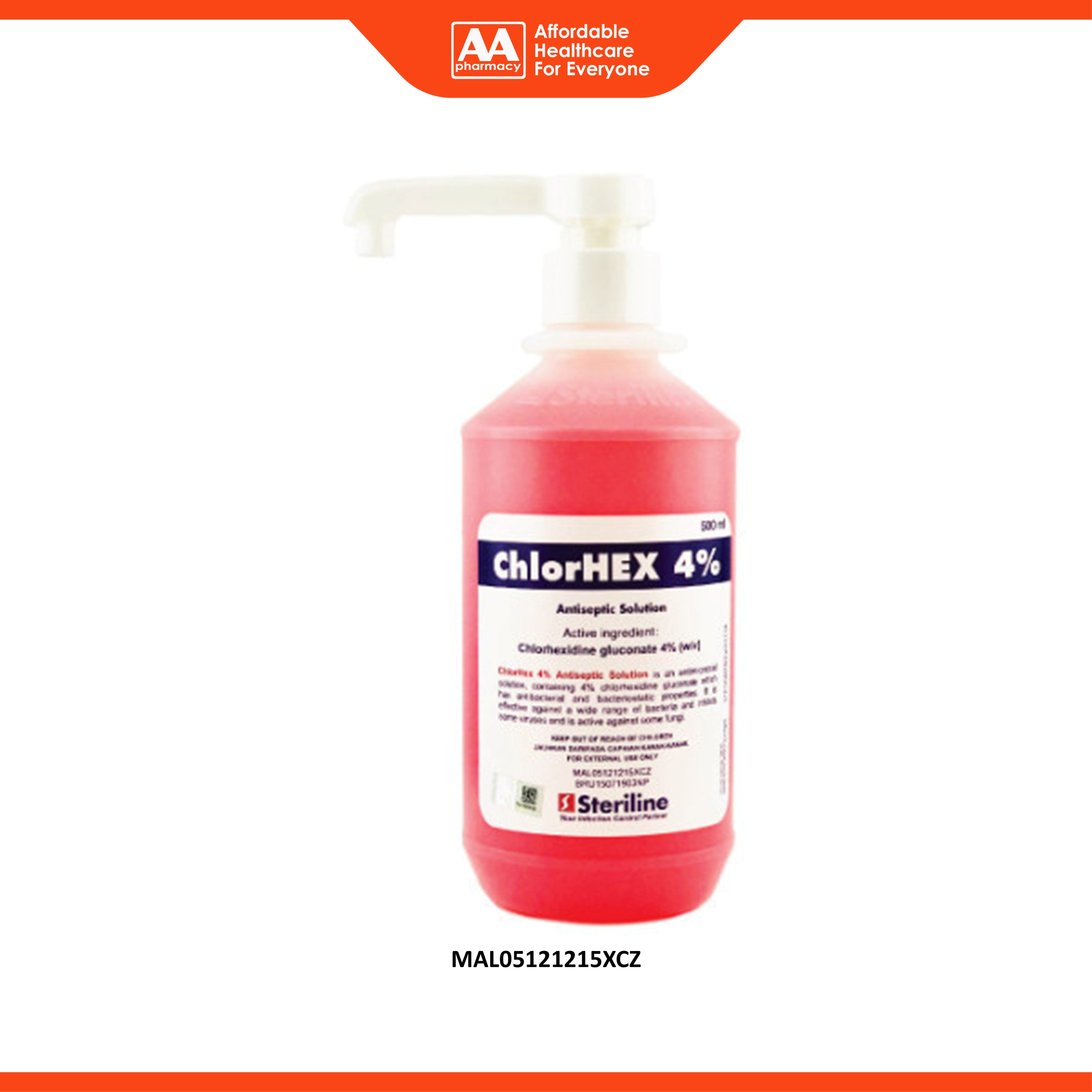 ChlorHEX (Chlorhexidine Gluconate) 4% w/v Antiseptic Solution (500ml)