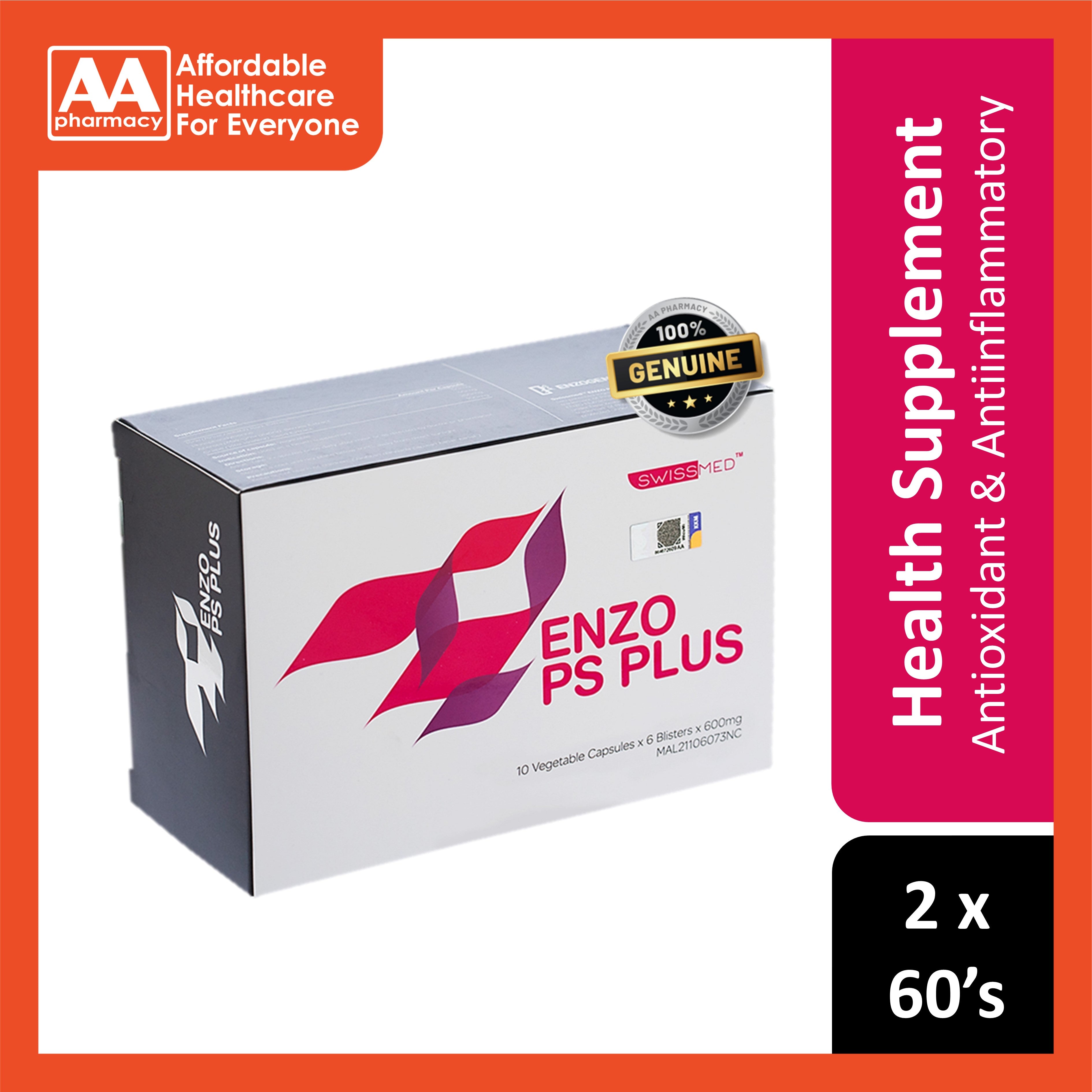 Enzo Plus Swissmed Enzo PS Plus Vegecapsule 2x60's – AA Pharmacy