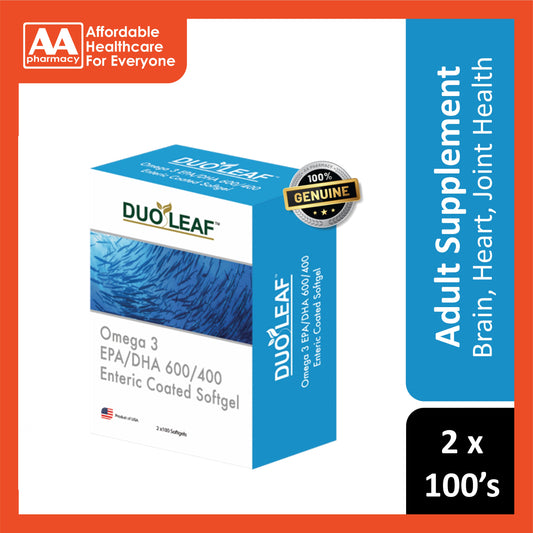 Duoleaf Omega 3 EPA 600/ DHA 400 Softgel 2x100's